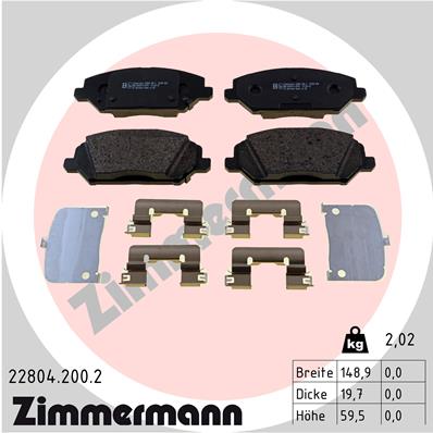 Kit pastiglie freno, Freno a disco - 22804.200.2 ZIMMERMANN