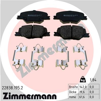Kit pastiglie freno, Freno a disco - 22838.195.2 ZIMMERMANN