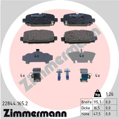 Brake Pad Set, disc brake - 22844.165.2 ZIMMERMANN