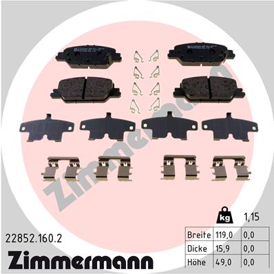 Kit pastiglie freno, Freno a disco - 22852.160.2 ZIMMERMANN