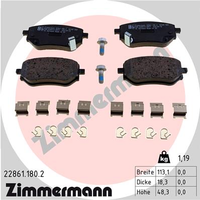 Brake Pad Set, disc brake - 22861.180.2 ZIMMERMANN