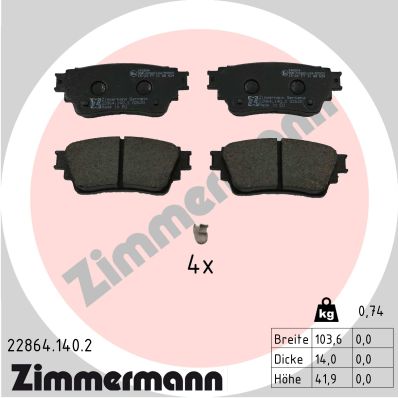 Brake Pad Set, disc brake - 22864.140.2 ZIMMERMANN