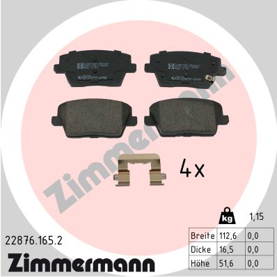 Brake Pad Set, disc brake - 22876.165.2 ZIMMERMANN