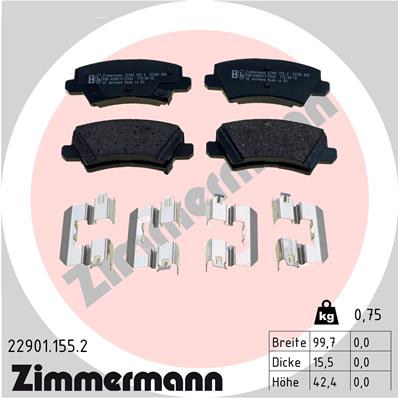 Kit pastiglie freno, Freno a disco - 22901.155.2 ZIMMERMANN