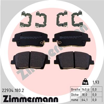 Kit pastiglie freno, Freno a disco - 22934.180.2 ZIMMERMANN