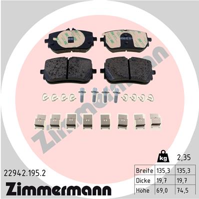Brake Pad Set, disc brake - 22942.195.2 ZIMMERMANN