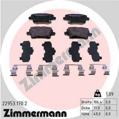 Kit pastiglie freno, Freno a disco - 22953.170.2 ZIMMERMANN
