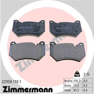 Kit pastiglie freno, Freno a disco - 22958.170.1 ZIMMERMANN