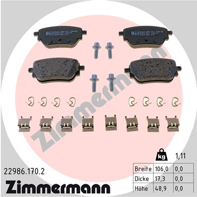 Brake Pad Set, disc brake - 22986.170.2 ZIMMERMANN