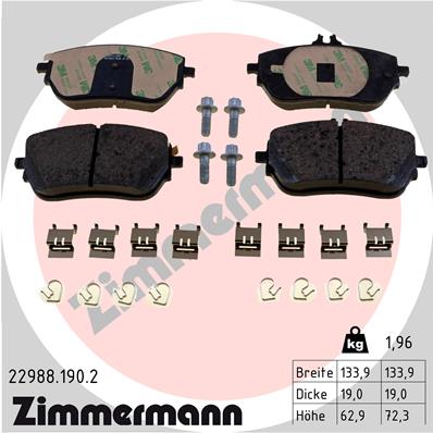 Brake Pad Set, disc brake - 22988.190.2 ZIMMERMANN