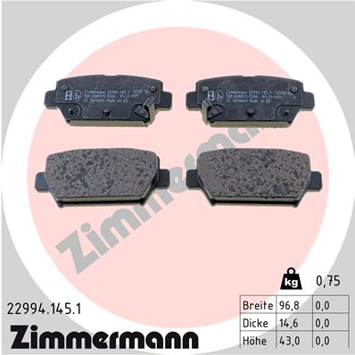 Brake Pad Set, disc brake - 22994.145.1 ZIMMERMANN