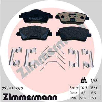 Brake Pad Set, disc brake - 22997.185.2 ZIMMERMANN