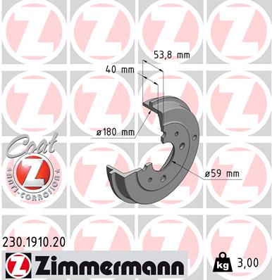 Brake Drum - 230.1910.20 ZIMMERMANN