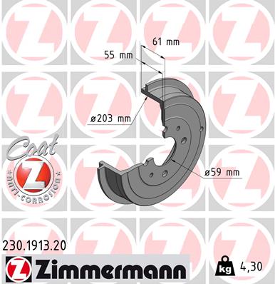 Brake Drum - 230.1913.20 ZIMMERMANN