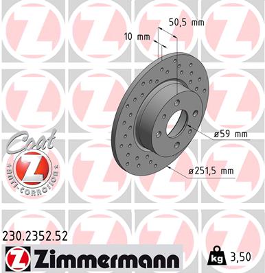 Brake Disc - 230.2352.52 ZIMMERMANN