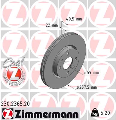 Brake Disc - 230.2365.20 ZIMMERMANN