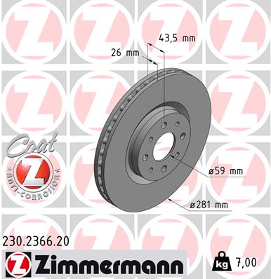 Brake Disc - 230.2366.20 ZIMMERMANN
