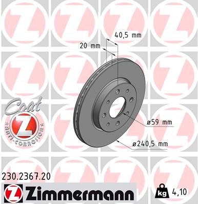 Brake Disc - 230.2367.20 ZIMMERMANN