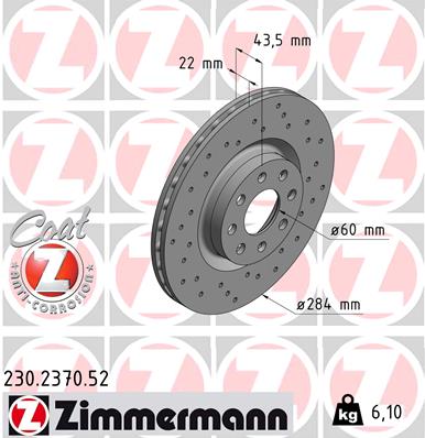 Brake Disc - 230.2370.52 ZIMMERMANN