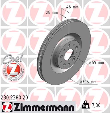 Brake Disc - 230.2380.20 ZIMMERMANN