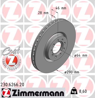 Brake Disc - 230.6266.20 ZIMMERMANN
