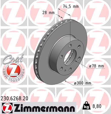 Brake Disc - 230.6268.20 ZIMMERMANN