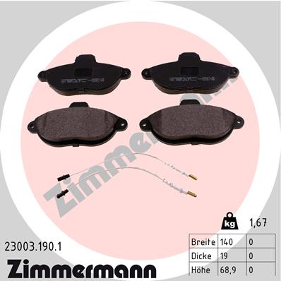 Kit pastiglie freno, Freno a disco - 23003.190.1 ZIMMERMANN
