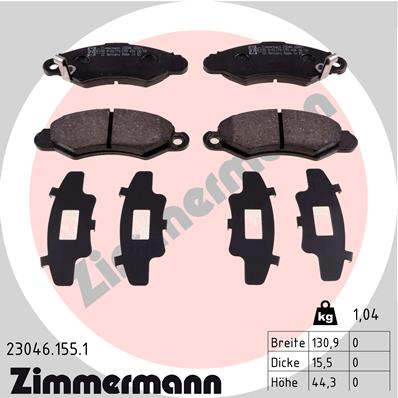 Kit pastiglie freno, Freno a disco - 23046.155.1 ZIMMERMANN