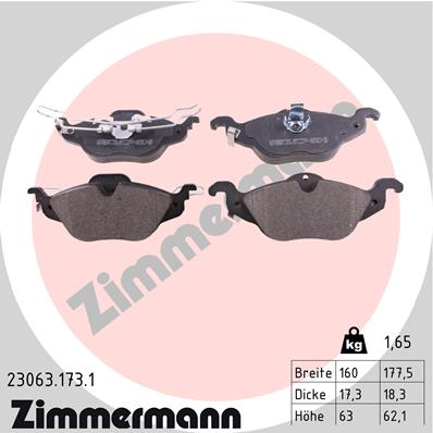 Brake Pad Set, disc brake - 23063.173.1 ZIMMERMANN
