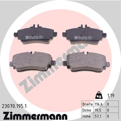 Brake Pad Set, disc brake - 23070.195.1 ZIMMERMANN