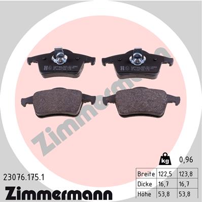 Brake Pad Set, disc brake - 23076.175.1 ZIMMERMANN