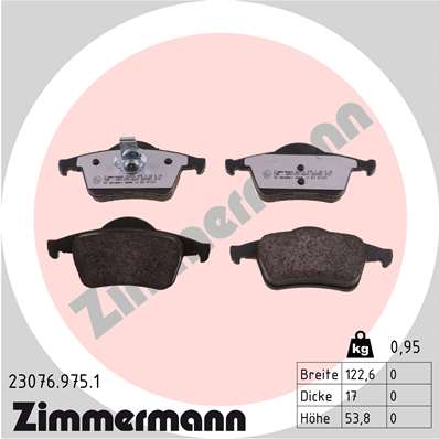 Brake Pad Set, disc brake - 23076.975.1 ZIMMERMANN