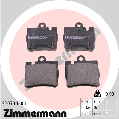 Brake Pad Set, disc brake - 23078.160.1 ZIMMERMANN