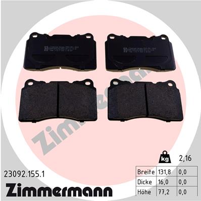 Brake Pad Set, disc brake - 23092.155.1 ZIMMERMANN