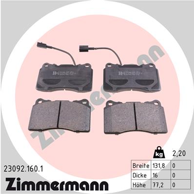 Kit pastiglie freno, Freno a disco - 23092.160.1 ZIMMERMANN