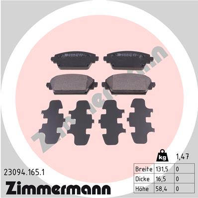 Brake Pad Set, disc brake - 23094.165.1 ZIMMERMANN