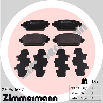 Brake Pad Set, disc brake - 23094.165.2 ZIMMERMANN