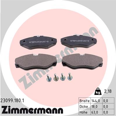 Комплект тормозных колодок, дисковый тормоз - 23099.180.1 ZIMMERMANN