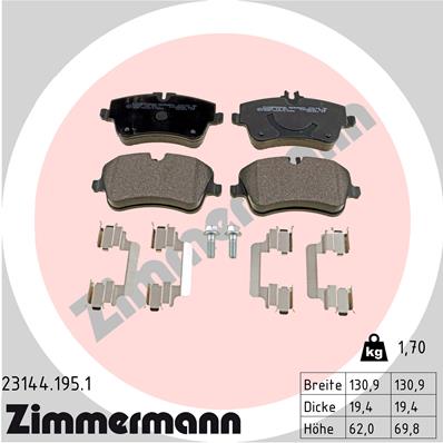 Brake Pad Set, disc brake - 23144.195.1 ZIMMERMANN