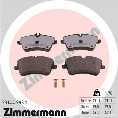 Brake Pad Set, disc brake - 23144.995.1 ZIMMERMANN