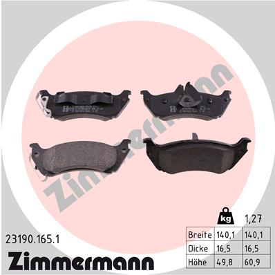 stabdžių trinkelių rinkinys, diskinis stabdys - 23190.165.1 ZIMMERMANN