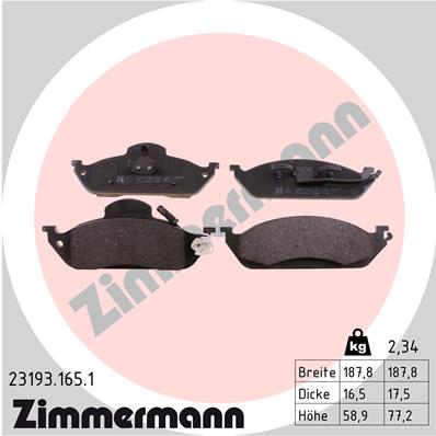 Kit pastiglie freno, Freno a disco - 23193.165.1 ZIMMERMANN