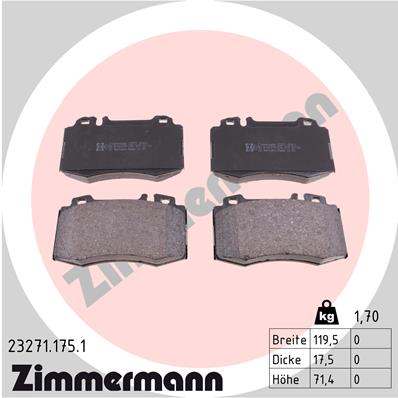 stabdžių trinkelių rinkinys, diskinis stabdys - 23271.175.1 ZIMMERMANN