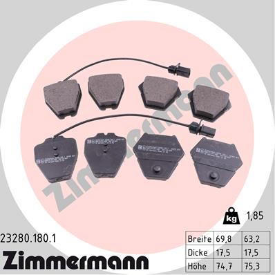 Brake Pad Set, disc brake - 23280.180.1 ZIMMERMANN
