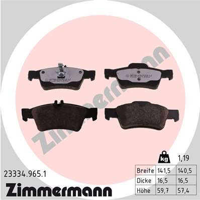 Kit pastiglie freno, Freno a disco - 23334.965.1 ZIMMERMANN