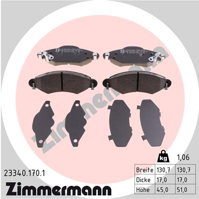 Brake Pad Set, disc brake - 23340.170.1 ZIMMERMANN