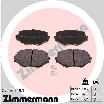 Комплект тормозных колодок, дисковый тормоз - 23354.140.1 ZIMMERMANN
