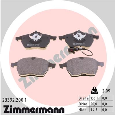 Brake Pad Set, disc brake - 23392.200.1 ZIMMERMANN
