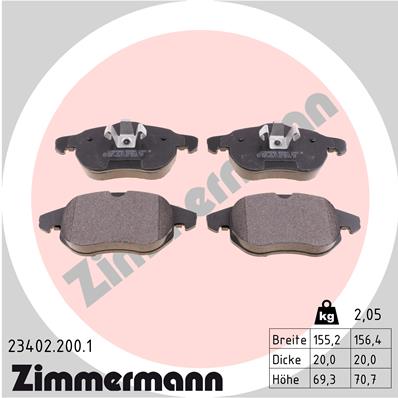 Комплект тормозных колодок, дисковый тормоз - 23402.200.1 ZIMMERMANN