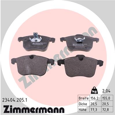 Brake Pad Set, disc brake - 23404.205.1 ZIMMERMANN